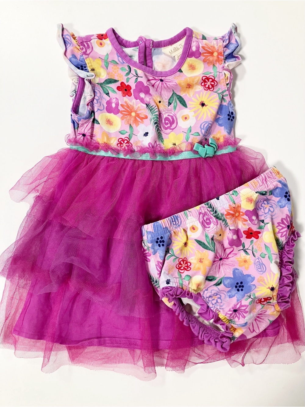 Matilda Jane | Pink Floral Tulle Flutter Sleeve Dress 18-24M Girly Party Spring